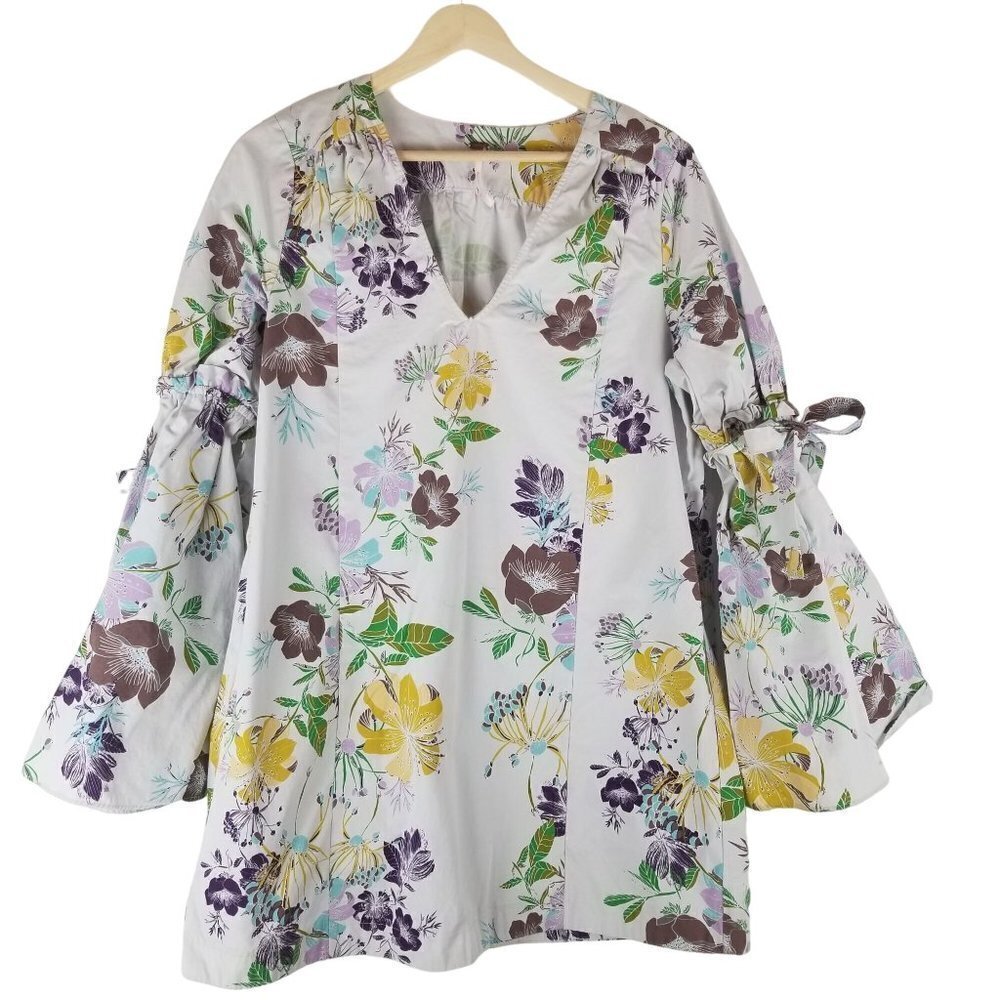 Free People Small Lover of‎ Mine Mini Dress Gray Poplin Cotton Floral Retro